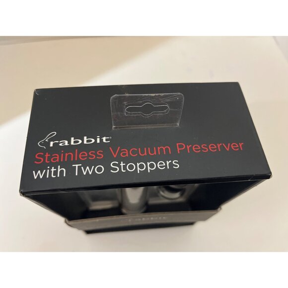 Rabbit Stainless Steel Vacuum Preserver With 2 Wine Stoppers New in Box - Picture 5 of 6